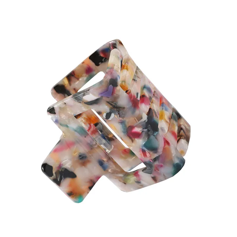 5CM Square acetic acid plate gripper Fashion simple hairpin Large Size Strange Hand Clip Flower Hair Clip