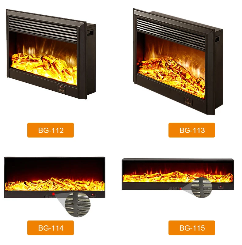 Electric Fireplace Firebox Insert Burner Room Heater LED Optical Fire Artificial Emulational Flame Decoration Warm Air Blower El