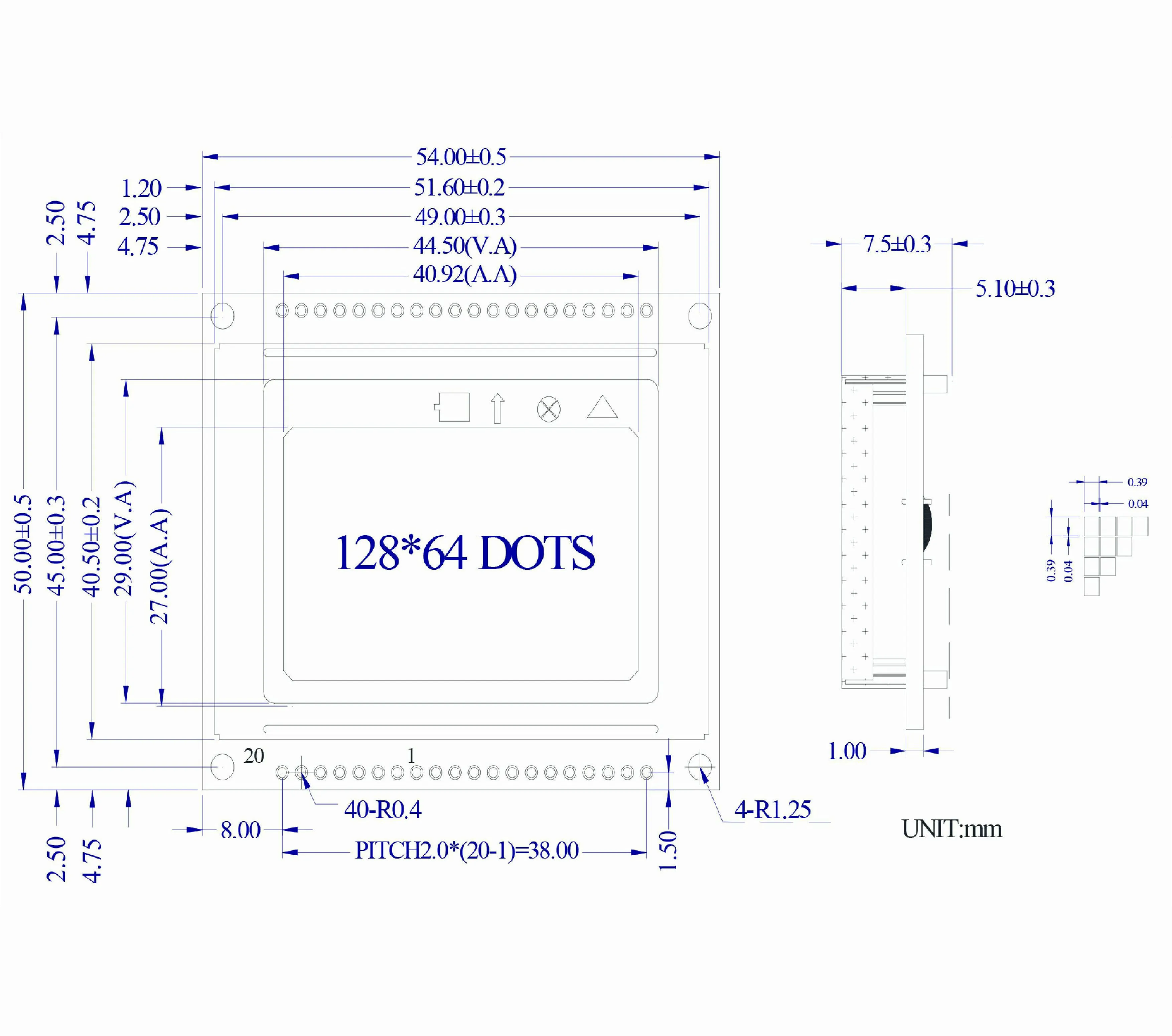 128 x 64 dot matrix 1.93 Inch 12864 lcd 128 x 64 dot matrix lcd module 3.3V/5.0V ks0108 128x64 graphic lcd