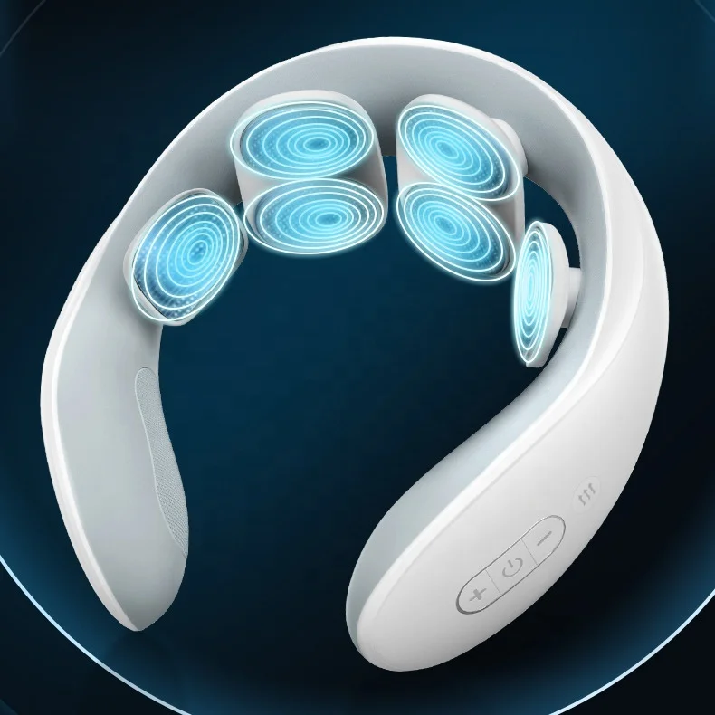 EMS TENS pulse dual pressure point kneading neck protector warmer massager heating neck cervical massage machine device