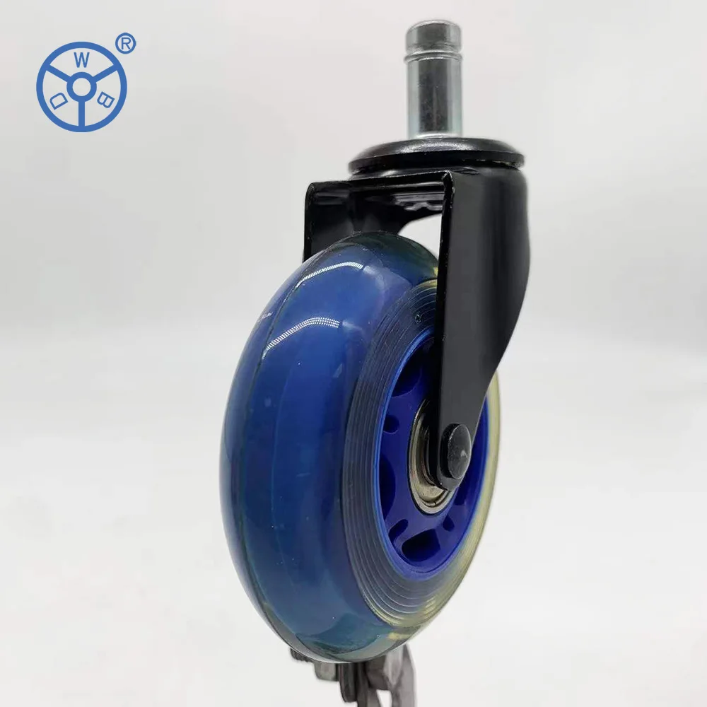 Wbd Furniture Caster Wheel Blue Half Transparent Castor PU Environmental Silent Effect for Small Equipment cabinet