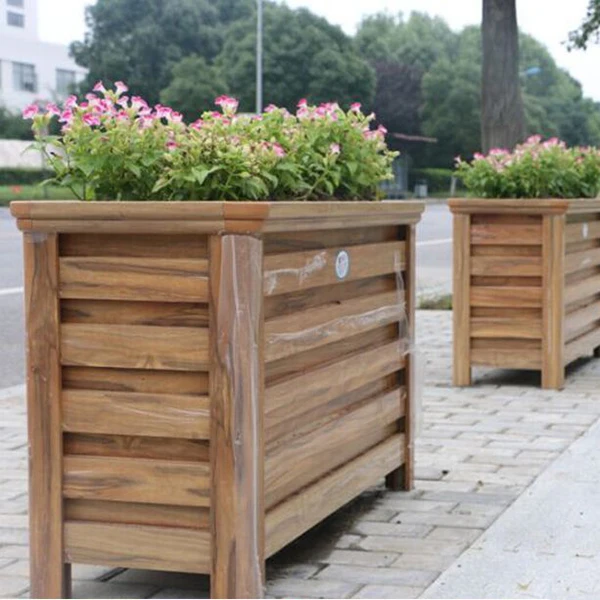 customer municipal engineering Redwood grain flower pot & planters aluminum flower beds for street