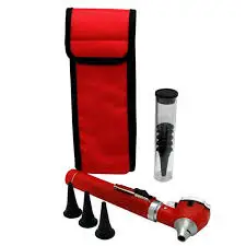 In stock buy whole sale light weight Red color Handle and Pouch Mini Fiber Optic Otoscope and Opthalmoscope