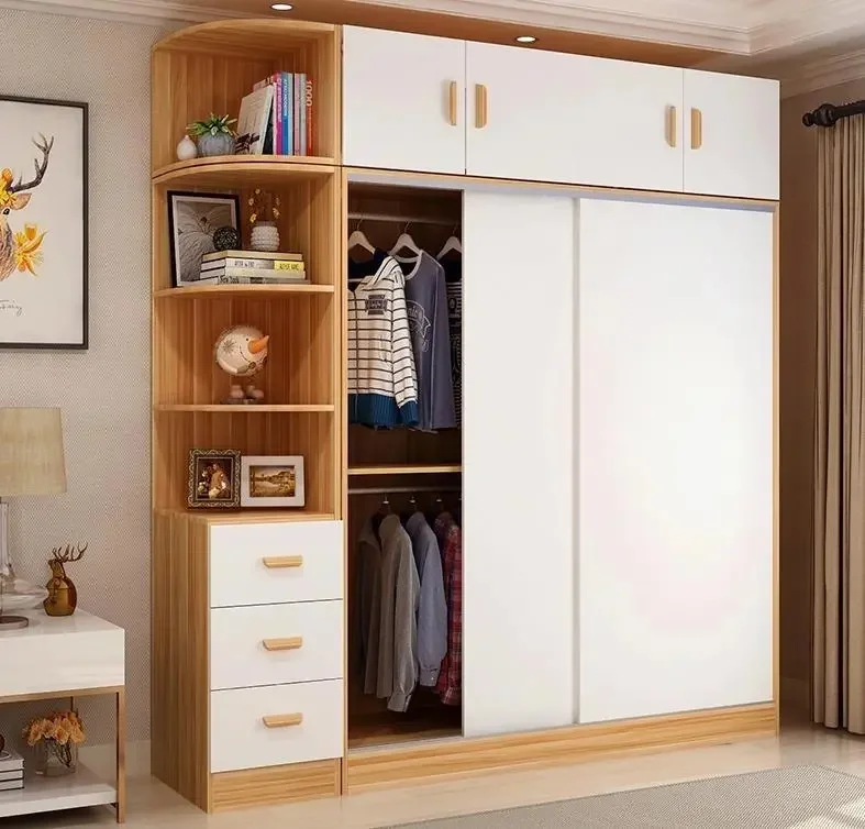 Wholesale customization storage cabinet bedroom sliding door MDF bedroom wardrobe furniture for small house wardrobe