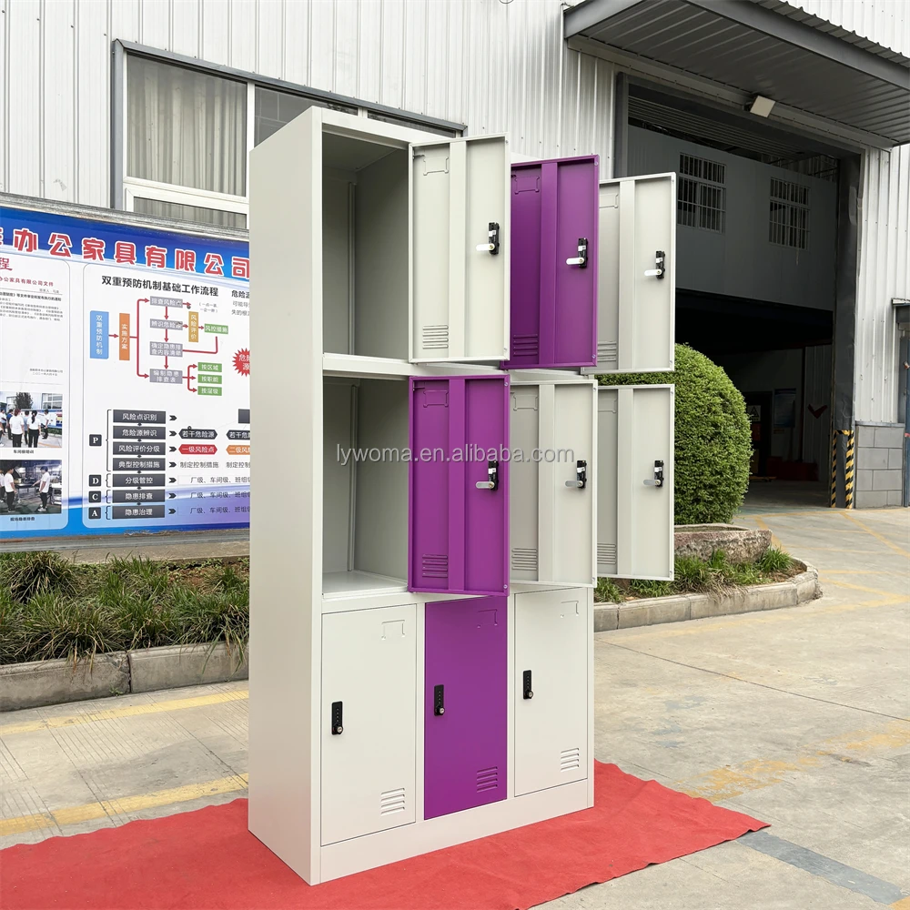 Color Cabinet 9 Door Steel Locker Cabinet With Mechanical Lock China Supplier Metal Locker
