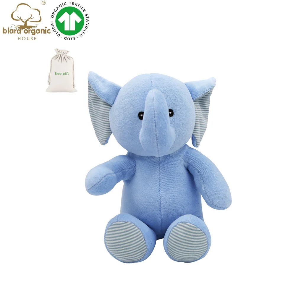 GOTS 100 Cotton New Baby Soft Animal Toys Organic Velour Bluey Elephant toys For Children