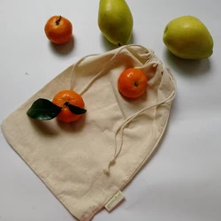 Sopurrrdy Recycled reusable 5 pcs set drawstring and 1pc muslin produce mesh bag for fruit, food