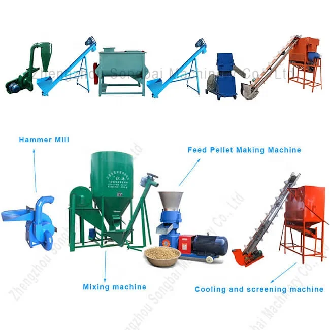 1-5 t/h Animal Pet Feed Food Processing Machine Production Line Feed Pellet Machine Chicken Cattle Feed Machine Pellet Making