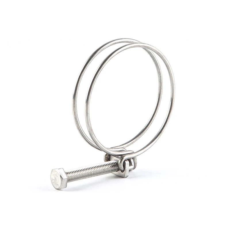 High Quality Stainless Steel Double Wire Circular Spiral Hose Clamp with Turn Key