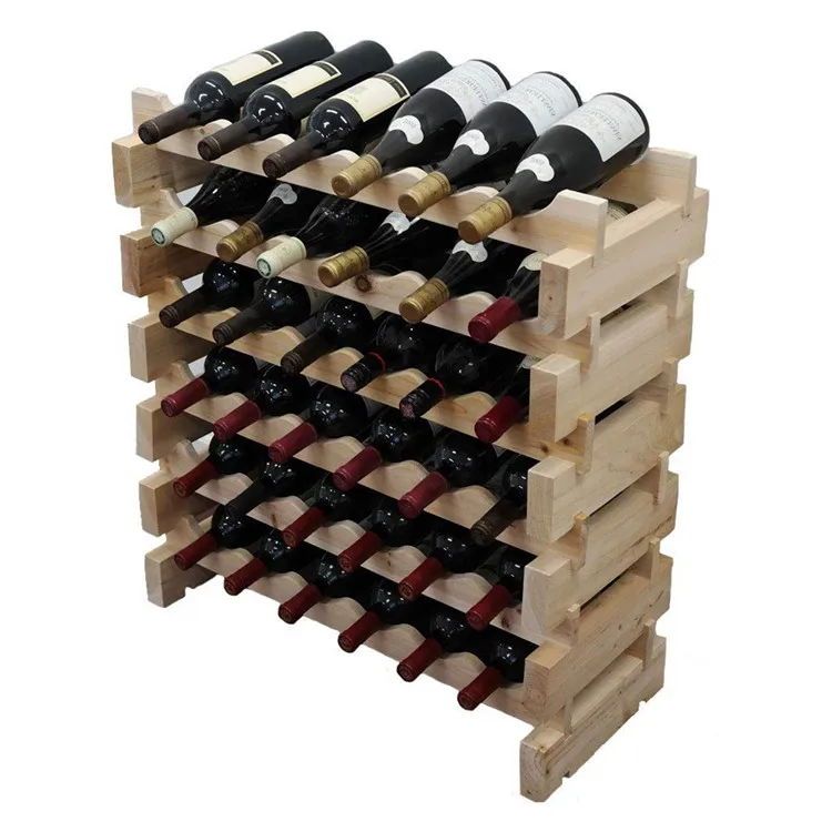 Retail store 36 bottle capacity DIY stackable storage wine rack wooden