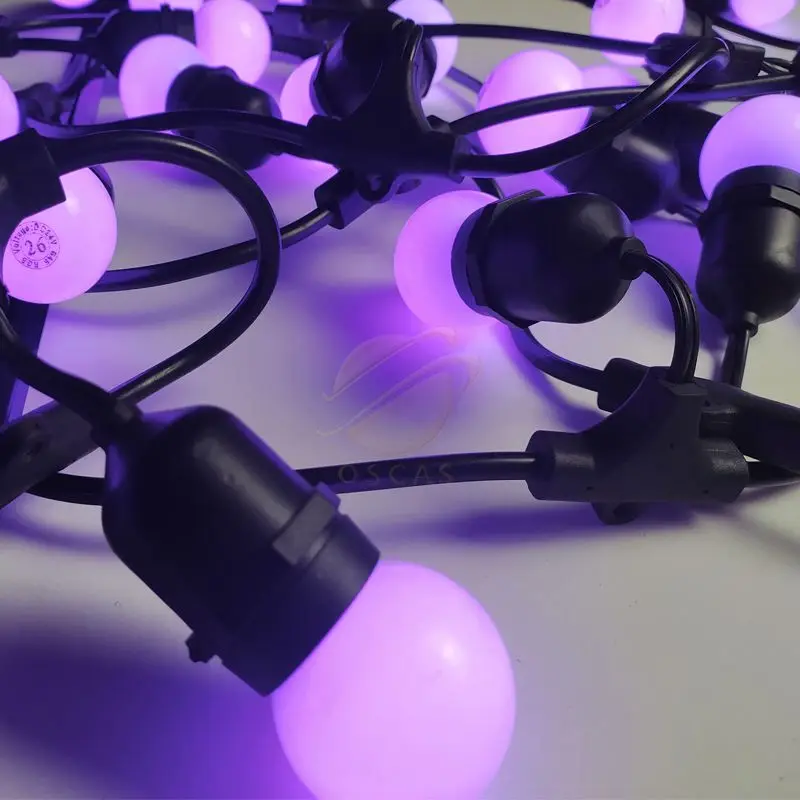 2*1.0mm2 round belt light e27 10m black rubber festoon harness Lamp holder&lamp bases for party decoration