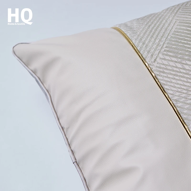 
Giving Free Samples Can Mixed Purchase Faux Leather Embroidered Jacquard Cushion Cover White Cushion 