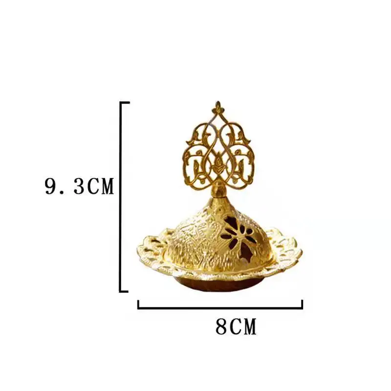 Hot selling gold hollowed out Middle Eastern Arab small incense burner metal aromatherapy sandalwood furnace tower