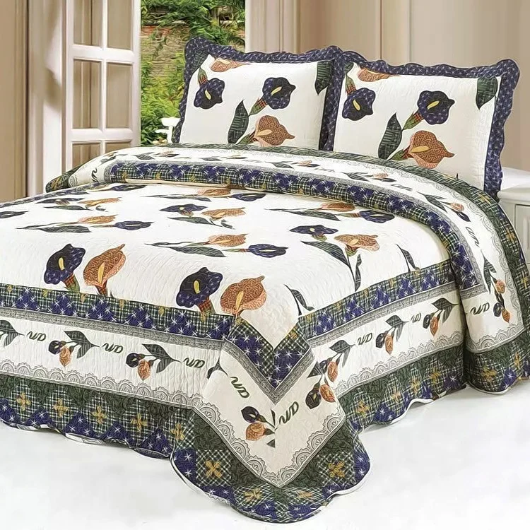 Wholesale Custom 3pcs Luxury King Size 100% Cotton Embroidery Home Bed Sheet Bedding Sets