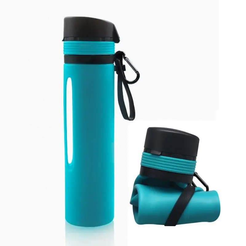BPA free silicone collapsible private label flexible sports water bottle