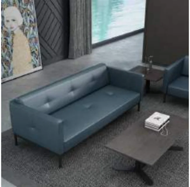 
Office Living Room Italian Modern Style Blue Leather Lounge Suite Sofa Set with Arm 
