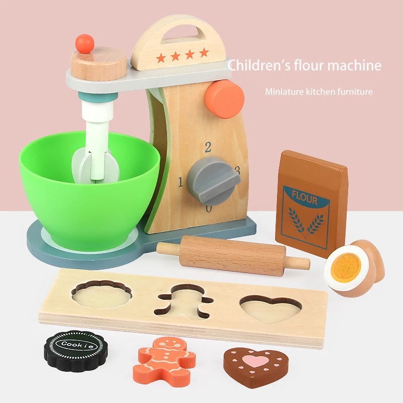 Pretend Play Preschool Factory Sale Children Lovely Wooden Kitchen Tiktok Set Toy High Quality Wood Flour