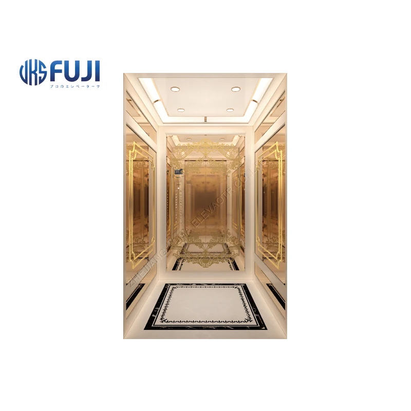 Customer Made Wooden Mirror Etched 800kg Home Elevator Made in China
