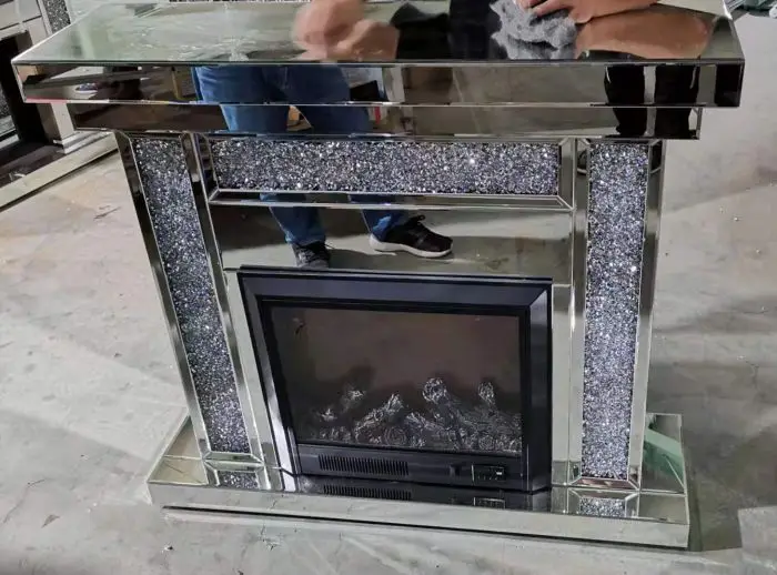 crystal crush diamond side table bedside table coffee table fire place silver mirror furniture