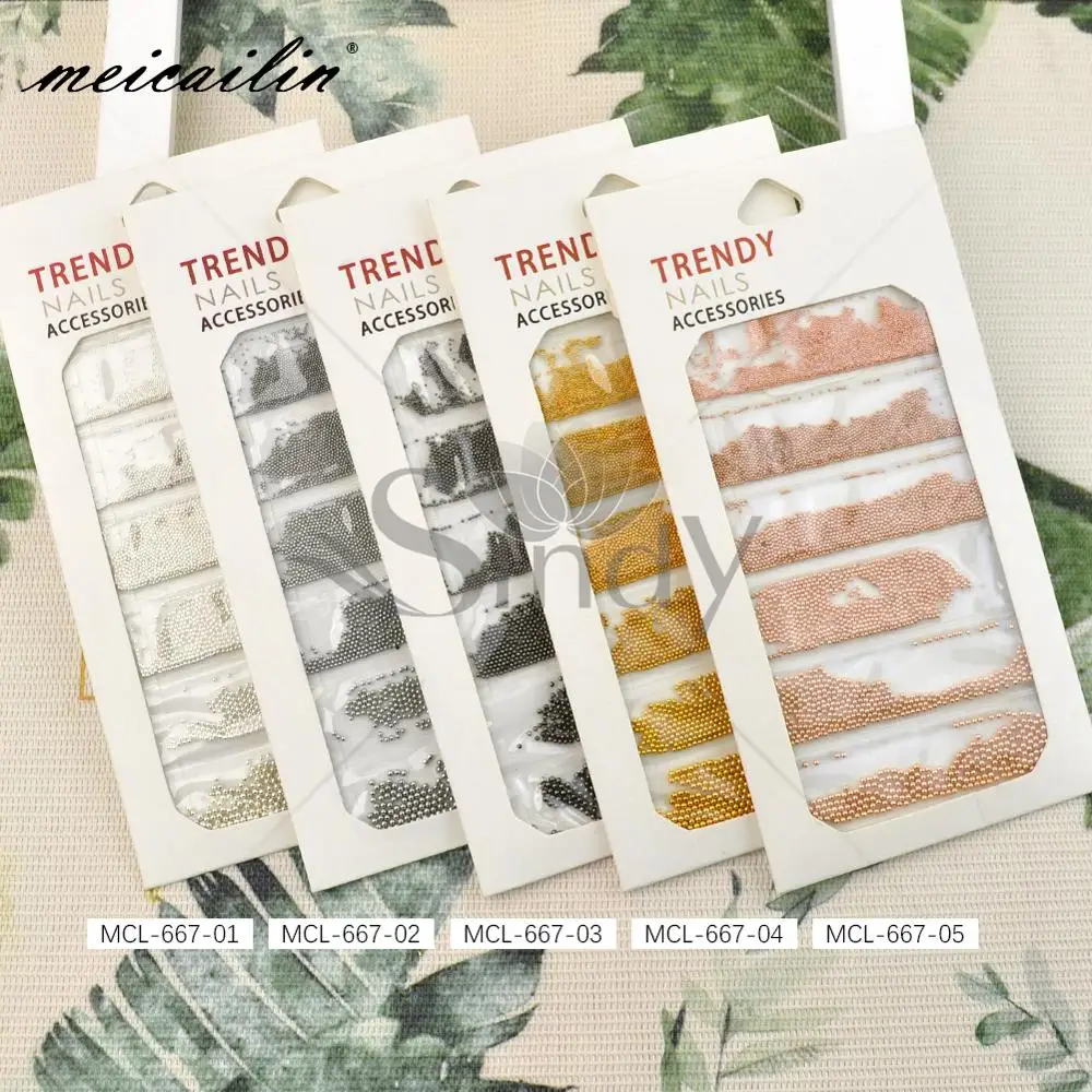 6 Grid/Pack Japanese Korea Colorful Metal Nail Steel Beads