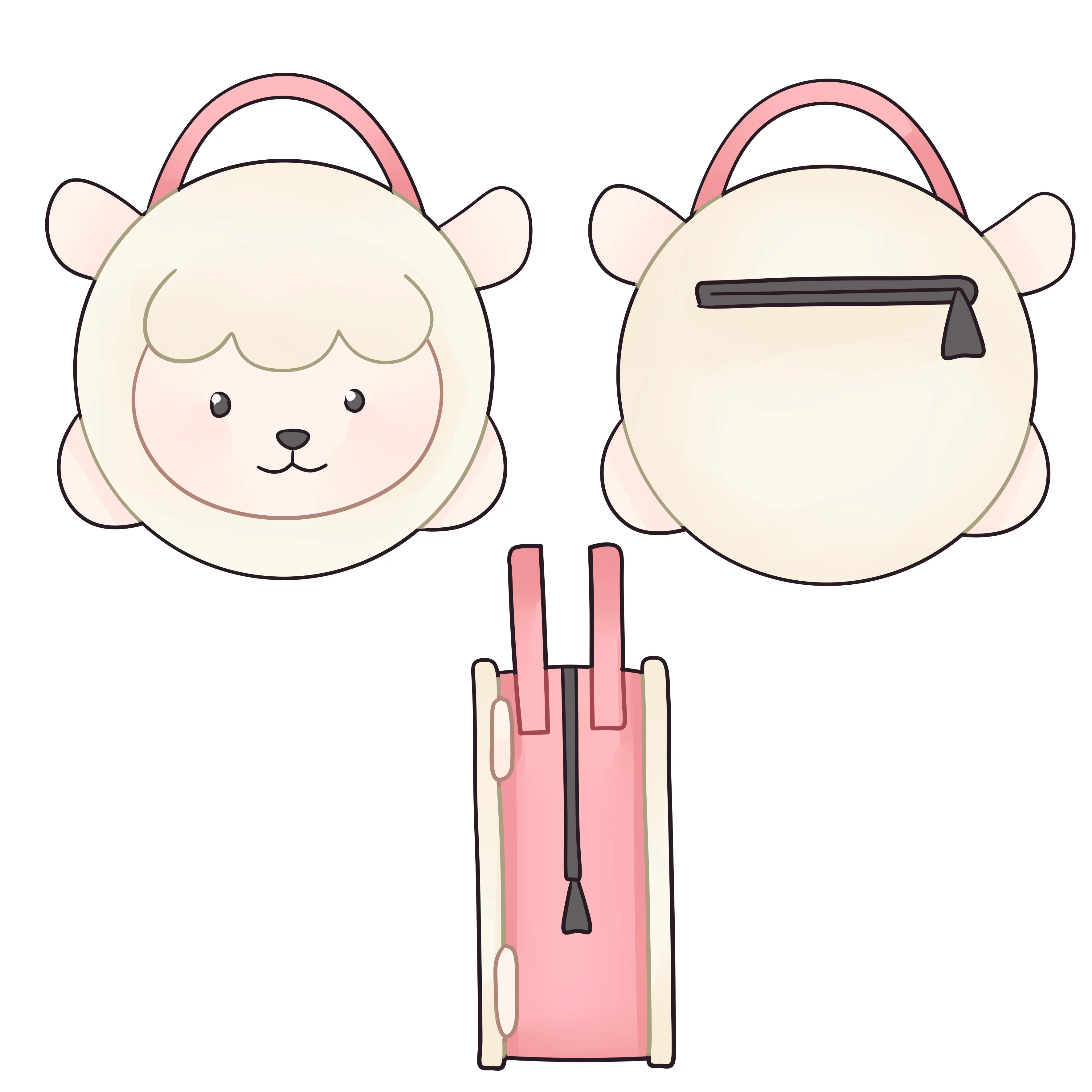 Custom Fashion Trend Personalized Pink Sheep Multifunctional Handbag Layered PU Wholesale Pattern Multi-Gender Tote Bag