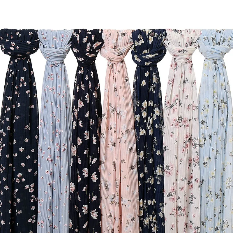 New Designs Plain Scarf Hijab Muslim Chiffon Floral Printing Classic Chiffon Printed Floral Printed Hijab
