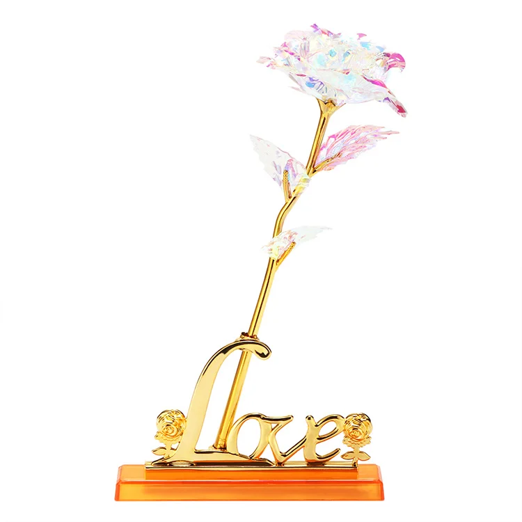 Golden 24k Rose Flower Base With Love Letter Pattern