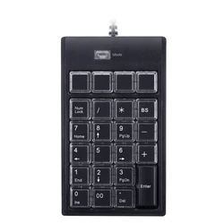 Hot Sale Slim Number Pad Mini Numeric Wired 19 Keys Keypad for Laptop PC