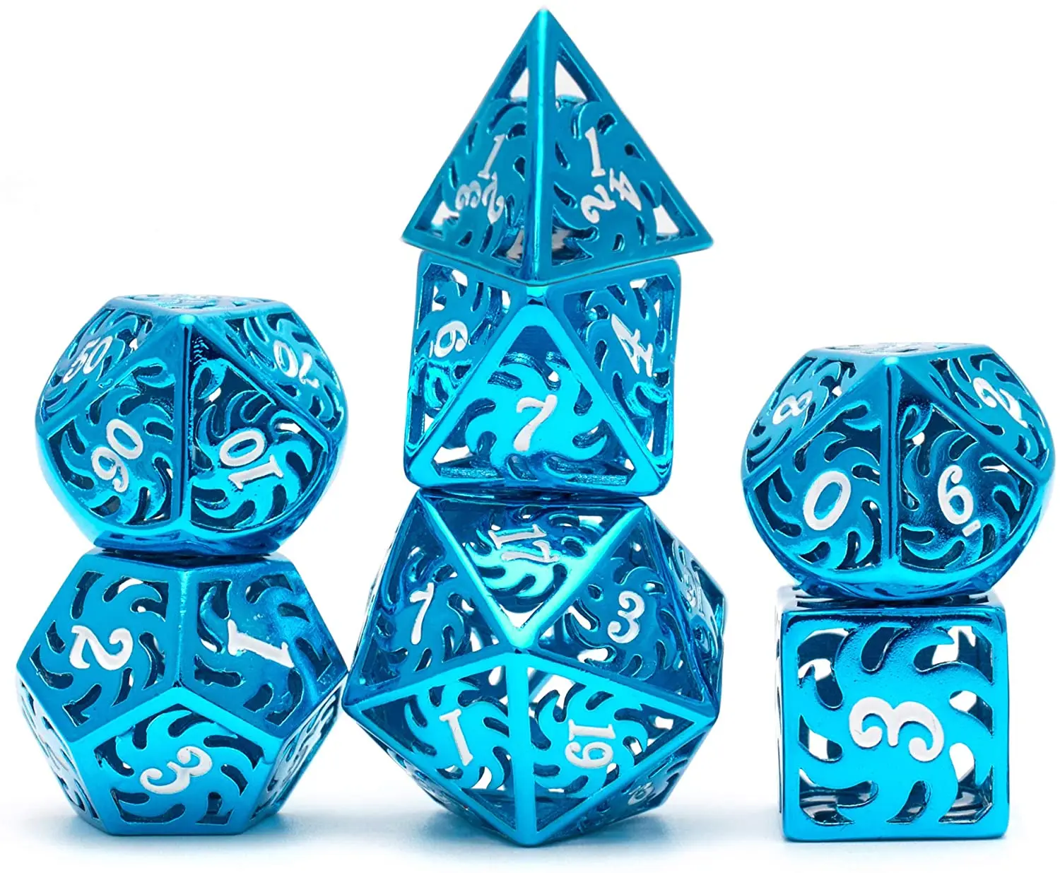 Easysay Hollow Metal Dnd Dice Set RPG Dice Card Game Dungeons and Dragons Dice