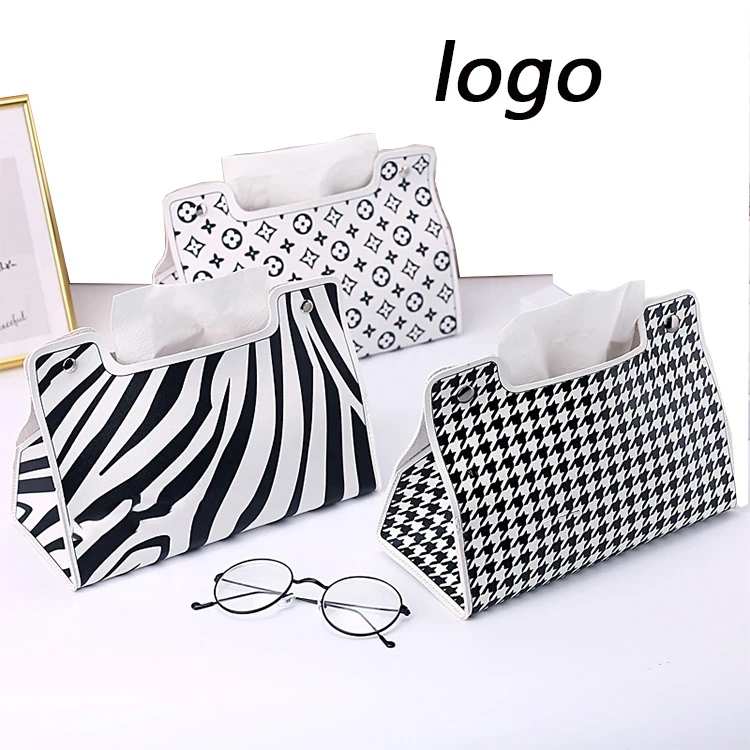 Free Sample Wholesale Tissue Box Hotel Bedroom Office Custom Logo Luxury Pu Leather Tissue Box Cover Leather Toiletry Bag