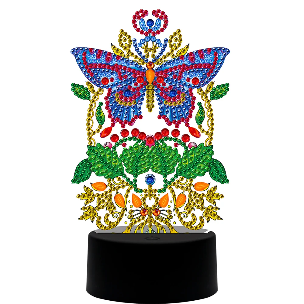 Алмазная вышивка, животные, бабочки, стразы, мозаика, украшение для стола, подарок ручной работы, 5D «сделай сам», алмазная живопись, светодиодный ночник