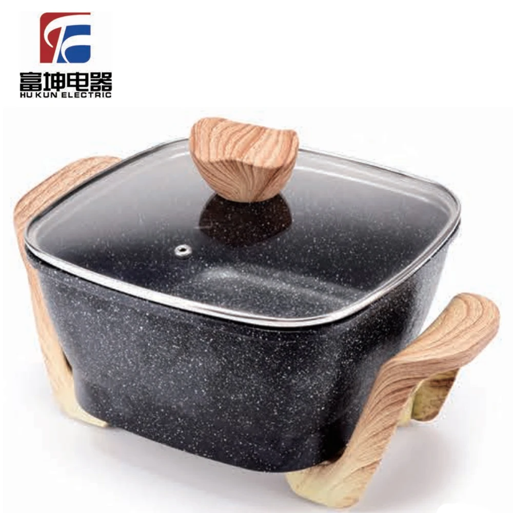 Mini electric multi functional cooking hot pot FK 1021 die casting aluminum non stick ceramic coating
