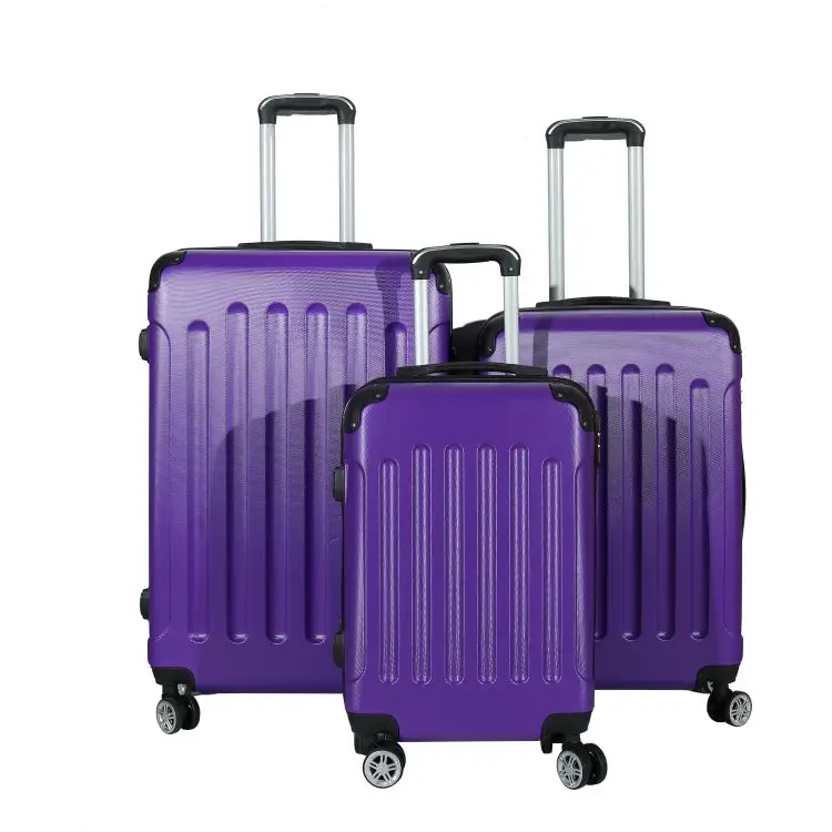 Hot selling colorful ABS PC travel luggage trolley suitcase fibre trolley bag