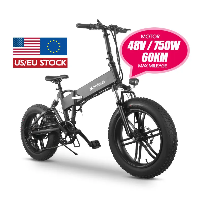 MK011 48v 500w 750w Eu Warehouse Full Suspension 2 Wheel Folding Fat Tire Bafang Offroad Ebike For Adults