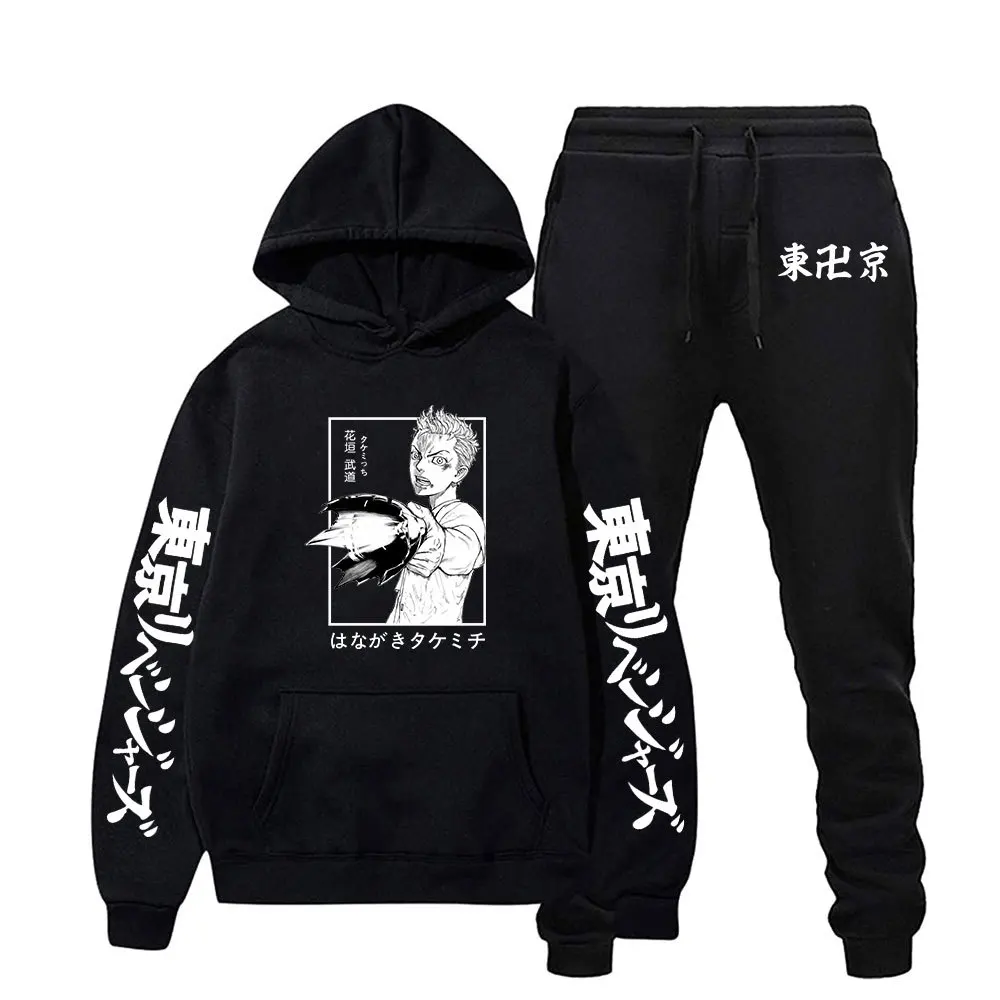 Amazon Hot Sale Unisex Sports Sweatshirt Anime Peripheral Sweatpants Sports Set Japanese Anime Tokyo Revengers Hoodies Set