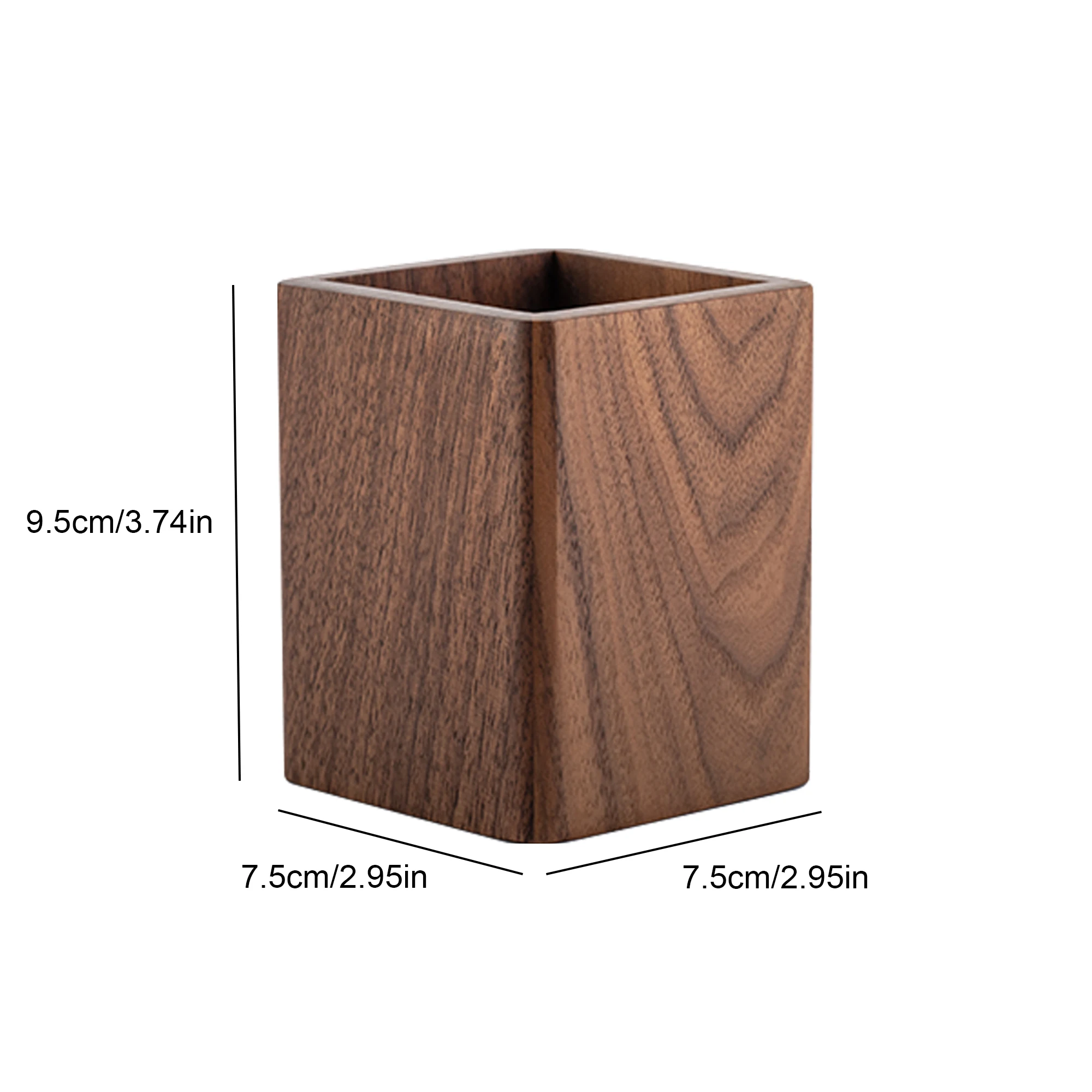 Wholesale Rectangle Pattern Pen Stand Modern Pen Organizer Solid Walnut Wooden Pen Holder for Desk