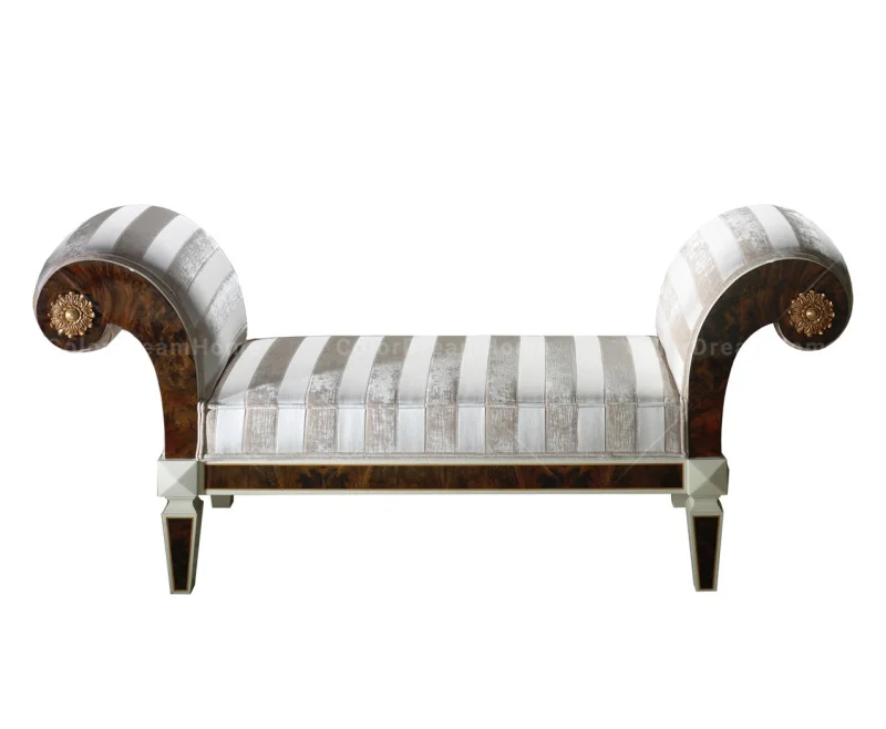 Royal furniture luxury bedroom wooden sofa bench bed end bench