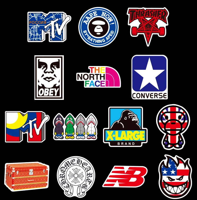 2020 модный бренд граффити ПВХ самокат автомобиль чемодан бутылка для воды блокнот холодильник наклейки Пользовательские DIY наклейки водонепроницаемый w