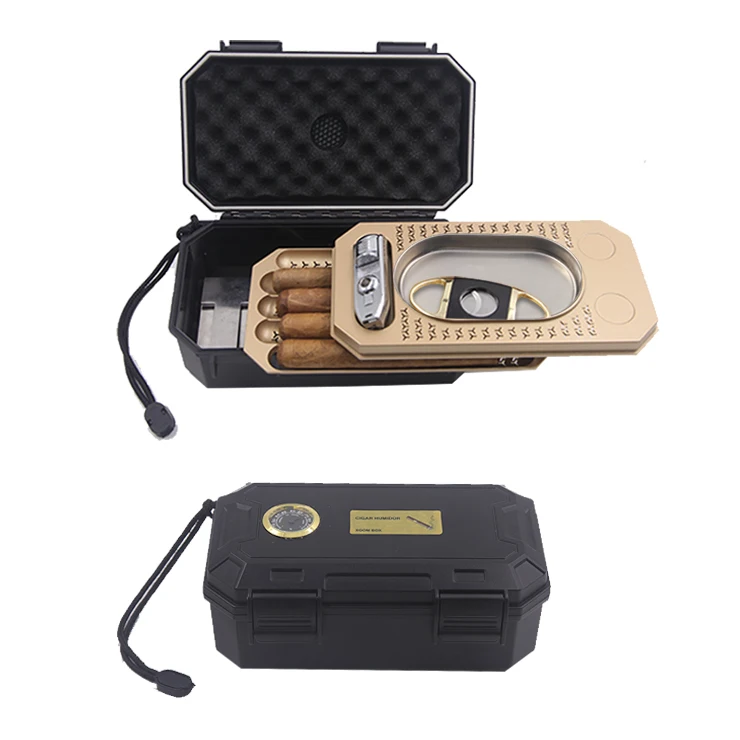 Three layer Gift Set custom Cigar Travel Carrying Case cigar accessories kit box cigar humidor with cutter