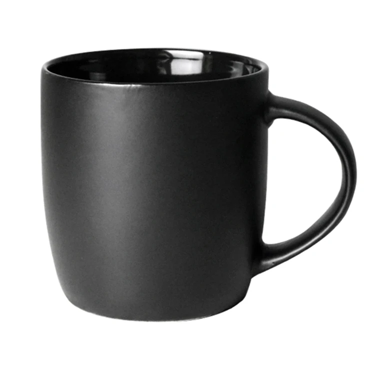 12oz fully color glazed custom logo ceramic coffee cup matte black mug