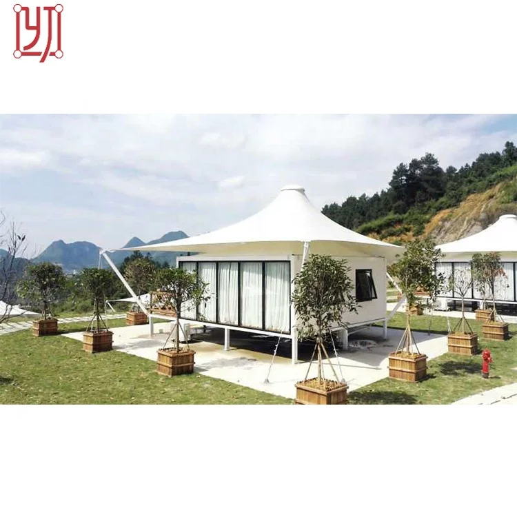 PVDF pagoda hotel tent luxury resort glamping with toilet and bathroom