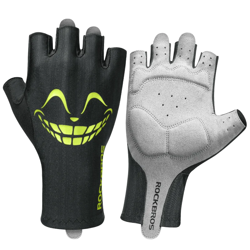 Bike Half Gloves Bicycle Motorcycle Smile Face Summer Comfortable Shock Absorption Breathable Nylon Thumb Terry cloth Design