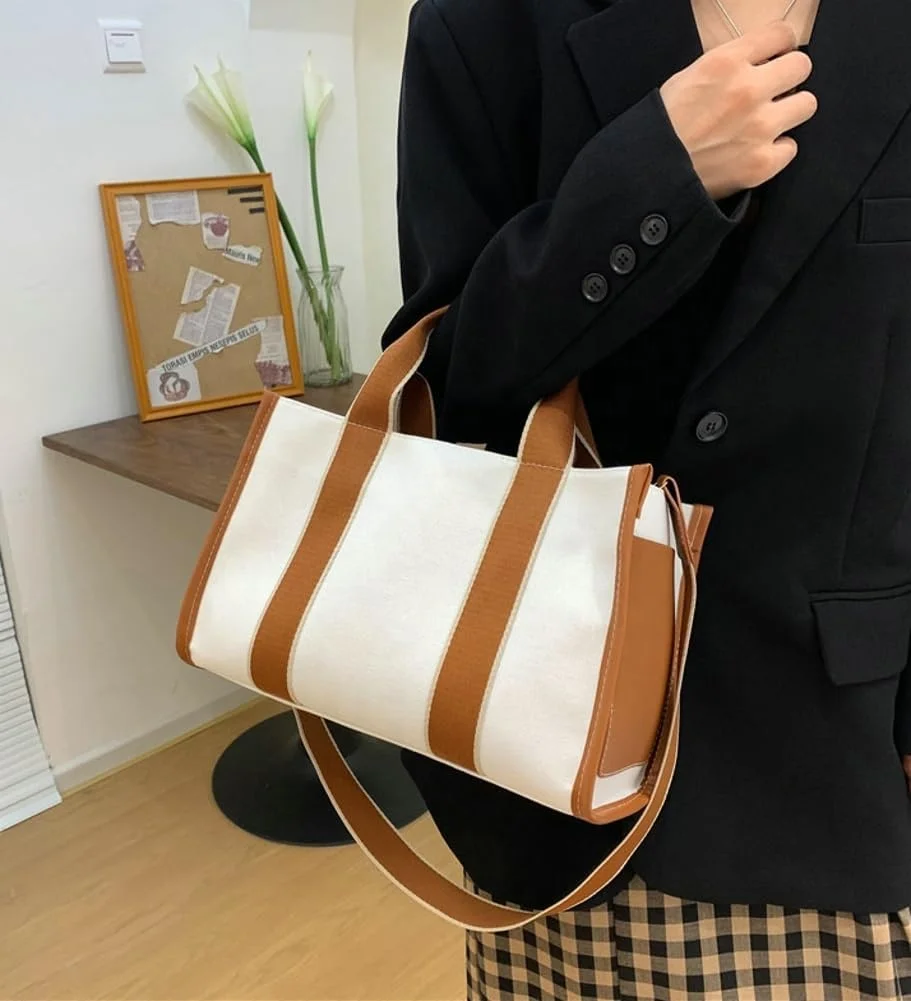 Custom Tote Bag for Women Crossbody Canvas Casual Handbag Hobo Work Satchel Bag Wide Shoulder Strap Trendy With logo