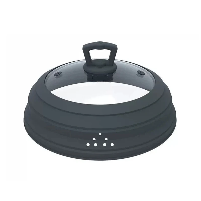 Homesun Multifunctional foldable silicone microware heating anti splatter cover with air holes