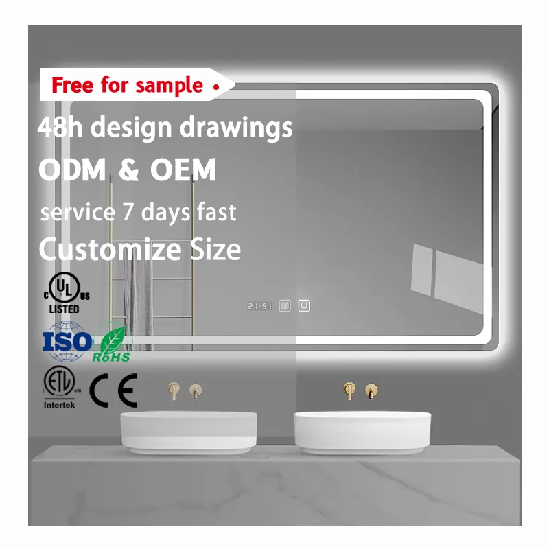 Thermostatic Waterproof Moisture-proof anti-fog Intelligent Bathroom Mirror with light bathroom vanity led smart mirror