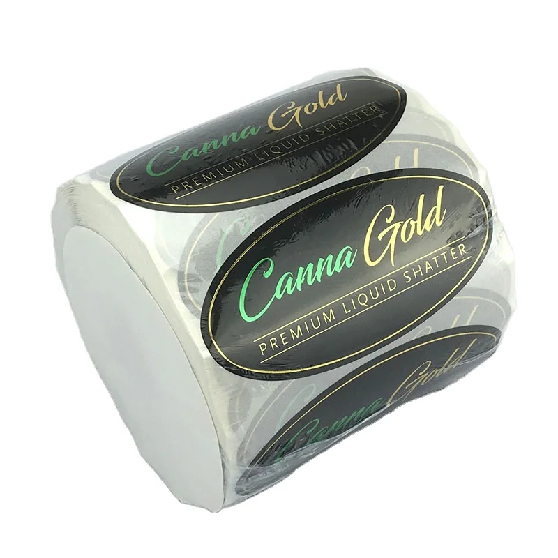 Hot Etiquette Round Rainbow Reflection Logo Silver Holographic Sticker Paper