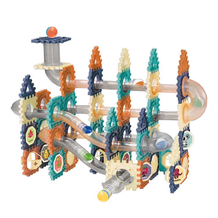 Balin Creative Educational Magnet Magnetic Tiles Track Constructions Building Blocks Marble for Kids Run Block ABS Marble Run