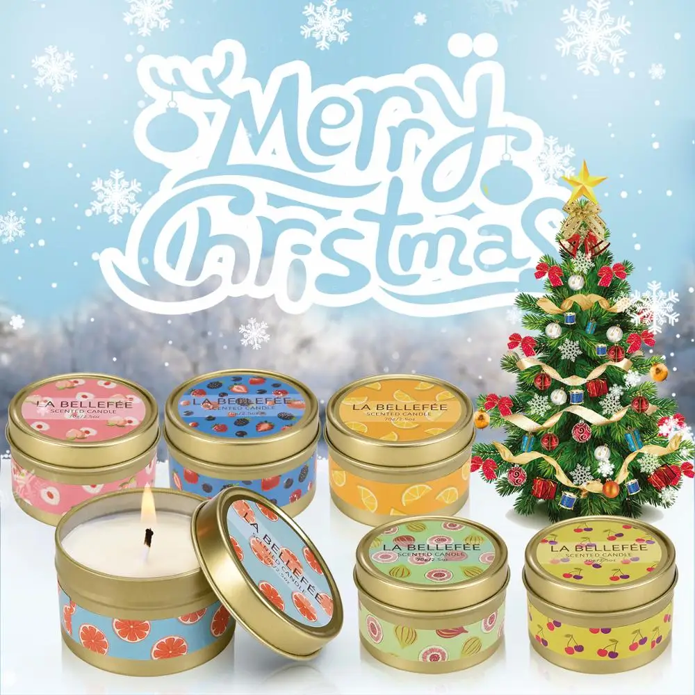 Custom Fruit Scented Candle Gift Set Soy Wax Making Candle in Tin for Home Decor Birthday