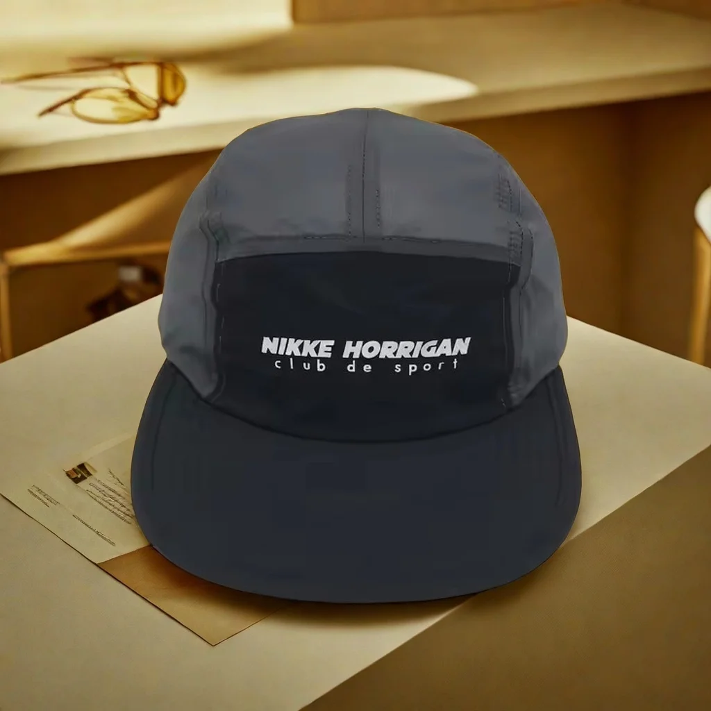 Wholesale high-quality nylon five piece camping cap, customized printed logo, outdoor sports tourism breathable baseball cap