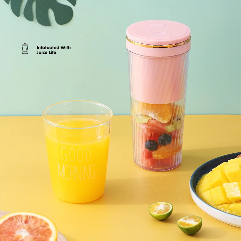 350ml multi functional  wireless usb rechargeable portable juicer cup sports plastic fast pulping cup blender